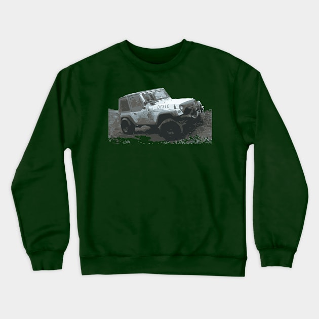 Dixie Jeep TJ - Black and White Crewneck Sweatshirt by FalconArt